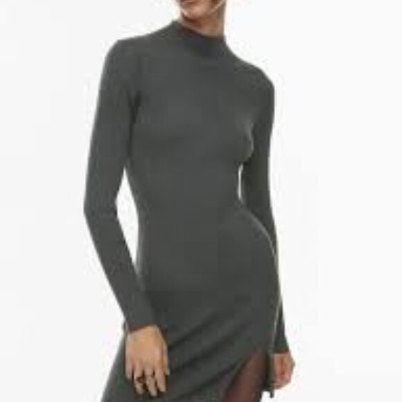 NWT Aritzia Wilfred Alchemy Knit Mockneck Sweater Dress Size XS - Colour Grey - Picture 2 of 6